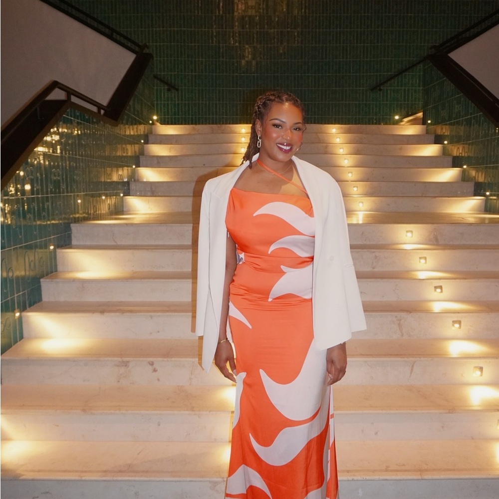 Orange and White Maxi Dress. Spring 2023